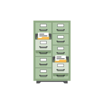 A file cabinet with several files inside vector
