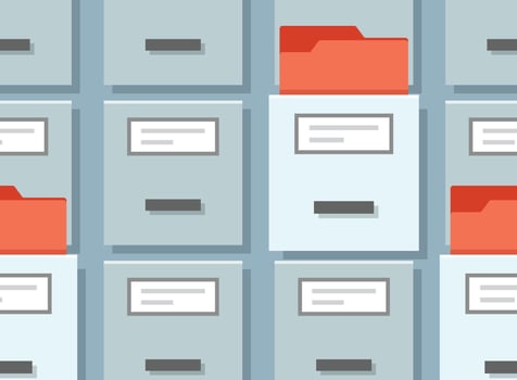 File cabinet with red folder vector