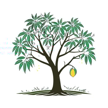 Mango Tree Illustration on White Background vector