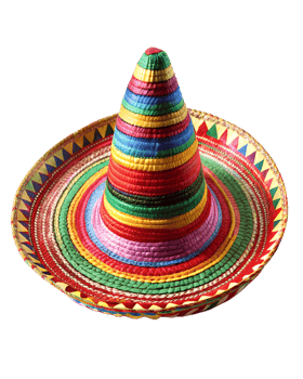 Cinco de mayo Fiesta Sombrero, A vibrant and colorful sombrero hat, capturing the spirit of celebration and traditional Mexican culture. png
