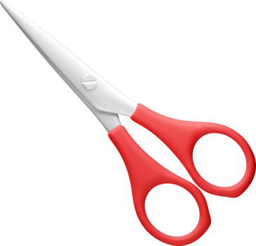 3D scissors with red plastic handles png