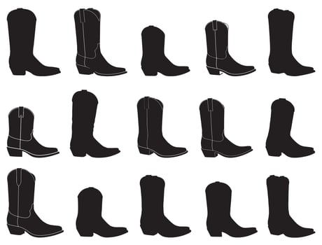 Cowboy Boot Silhouette on white background vector