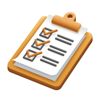 An isometric illustration of a clipboard with a checklist. png