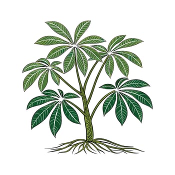 Lush Pachira Aquatica Displayed on Bright White vector