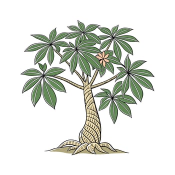 Vibrant Pachira Aquatica on Clean White Surface vector
