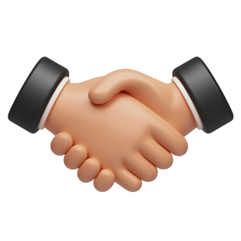 A stylized, cartoon depiction of two hands shaking. png