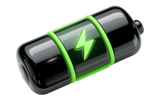 High-Tech Battery Icon with Green Power Indicator png