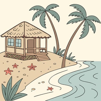 Tropical beach house illustration vector