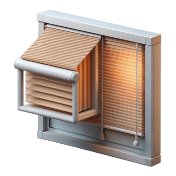 impressive rustic Smart Blinds Fully Open Side View Transparent Background high quality png