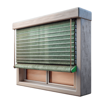 serene modern Smart Blinds Halfway Closed Side View Transparent Background premium png