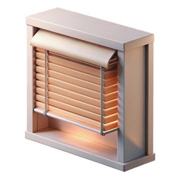 dramatic traditional Smart Blinds Partially Open Side View Transparent Background professional png
