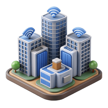 wonderful modern Smart City Buildings with Sensor Networks Isolated Cutout premium png