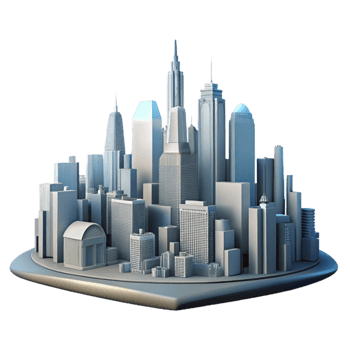 dramatic creative Smart City Skyline Silhouette Isolated Transparent Background high quality png
