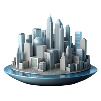 elegant creative Smart City Skyline Silhouette Isolated Transparent Background premium png