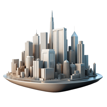 extraordinary creative Smart City Skyline Silhouette Isolated Transparent Background premium png