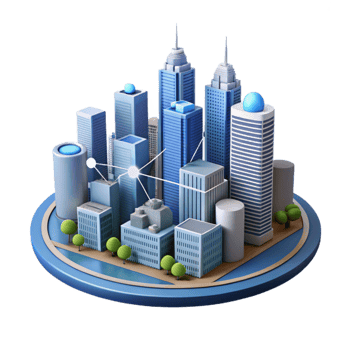 beautiful modern Smart City Skyline with Connected Buildings Isolated high resolution png