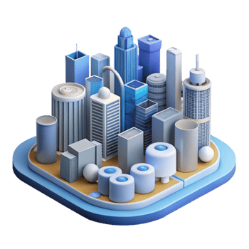 magnificent contemporary Smart City Skyline with Connected Buildings Isolated genuine png