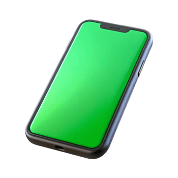 vibrant modern Smartphone with Green Screen Front View Isolated high resolution png