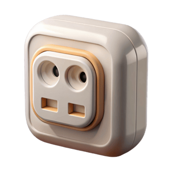 vibrant traditional Smart Socket with Usb Ports White Transparent Background detailed png