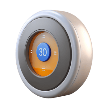 serene traditional Smart Thermostat Displaying Time Cutout premium png