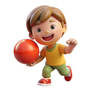 magnificent creative Smiling Child Playing with Red Ball Isolated professional png
