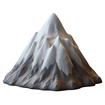 serene modern Snow Capped Mountain Peak Cutout on Transparent Background high quality png