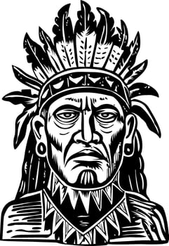 A vintage style illustration of tribal medicine man vector