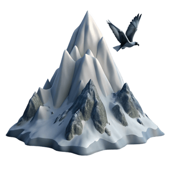 impressive minimalist Snowy Mountain Peak with Clear Sky Transparent Background premium png