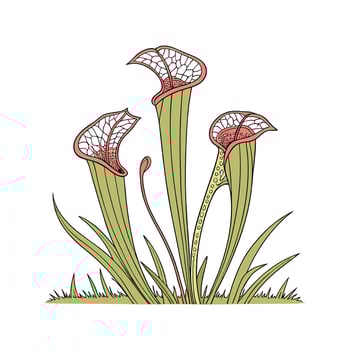 Stunning Sarracenia Plant on White Background vector