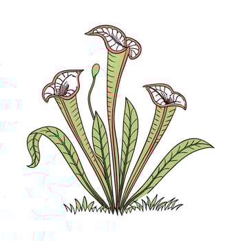 Vibrant Sarracenia Plant on White vector