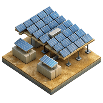 vibrant rustic Solar Farm Aerial View Rows of Panels Isolated Element png