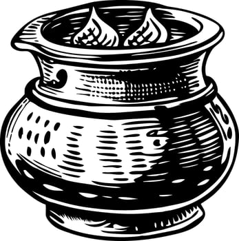 Antique chopper pot illustration in vintage style vector