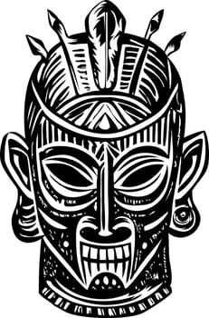 A vintage style illustration of ritual mask vector