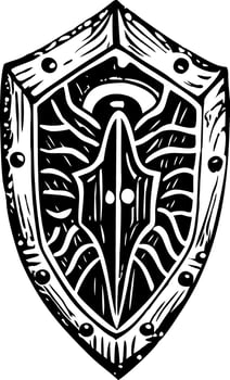 Tribal shield illustration in hand drawn style vector