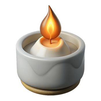 dramatic contemporary Spa Candle Burning Flame Isolated on White authentic png