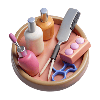 dramatic minimalist Spa Manicure Set with Nail Polish and Tools Flat Lay Cutout high quality png