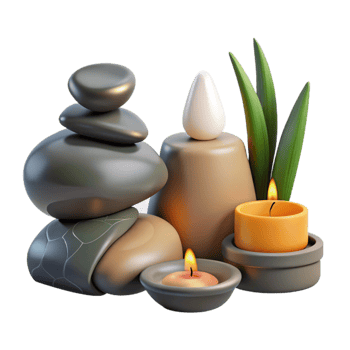 elegant modern Spa Rocks and Candles Transparent Background png