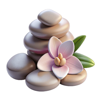 vibrant traditional Spa Stones and Orchid Flower Cutout original png