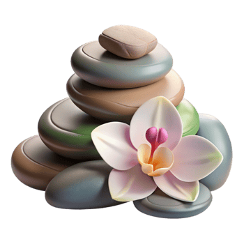 elegant contemporary Spa Stones and Orchid Flower Cutout png