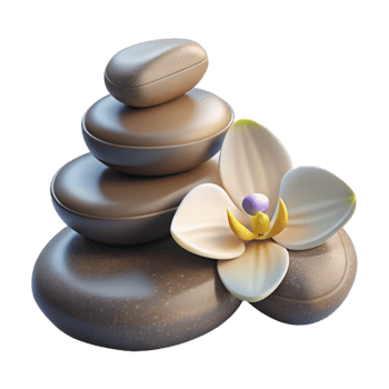 stunning traditional Spa Stones and Orchid Flower Cutout premium png