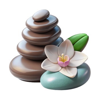 beautiful rustic Spa Stones and Orchid Flower Cutout professional png