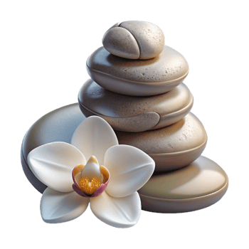 beautiful contemporary Spa Stones and Orchid Flower Cutout professional png
