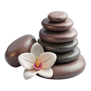 dramatic traditional Spa Stones and Orchid Flower Cutout png