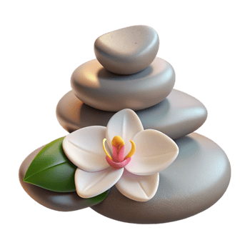 elegant classic Spa Stones and Orchid Flower Cutout premium png