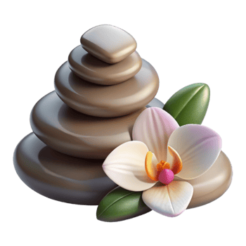 beautiful minimalist Spa Stones and Orchid Flower Cutout png