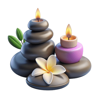 magnificent rustic Spa Stones with Candles and Flowers Isolated Element high quality png