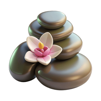 impressive minimalist Spa Stones with Orchid Flower Cutout Transparent Background high resolution png