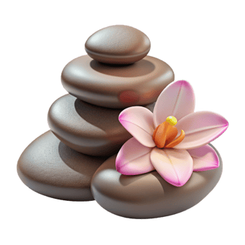 magnificent vintage Spa Stones with Orchid Flower Cutout Transparent Background original png