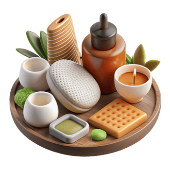 elegant vintage Spa Treatment Tools Flat Lay Cutout authentic png