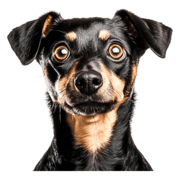 closeup Portrait of Curious Black and Tan Dog with Expressive Eyes png